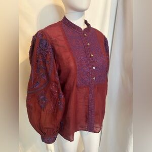 Embroidered Burgundy and Purple Women's Top